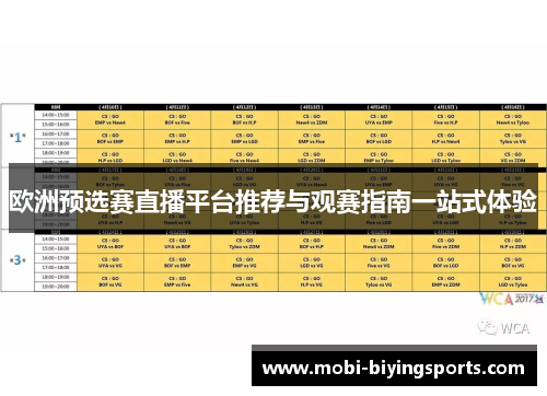 欧洲预选赛直播平台推荐与观赛指南一站式体验